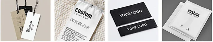 Custom hang tag, care label, neck label and packing bag