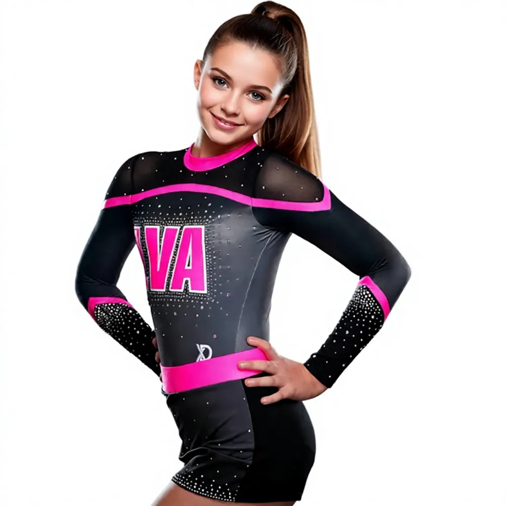 Black Rose Red Cheerleading Uniform Package Set Youth Girls Sublimation Practice Wear Cheer Team Uniform